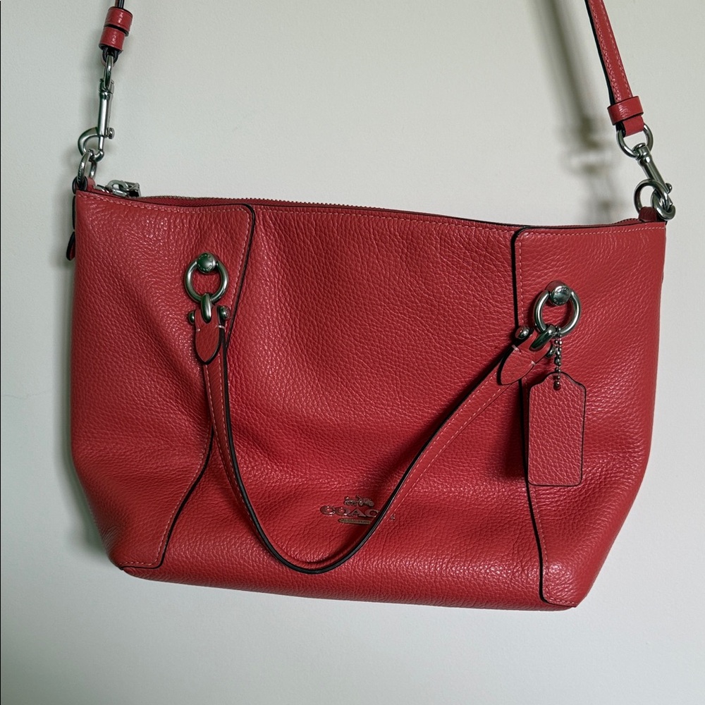 Coach Cherry Red Leather Shoulder Bag - Picture 1 of 1